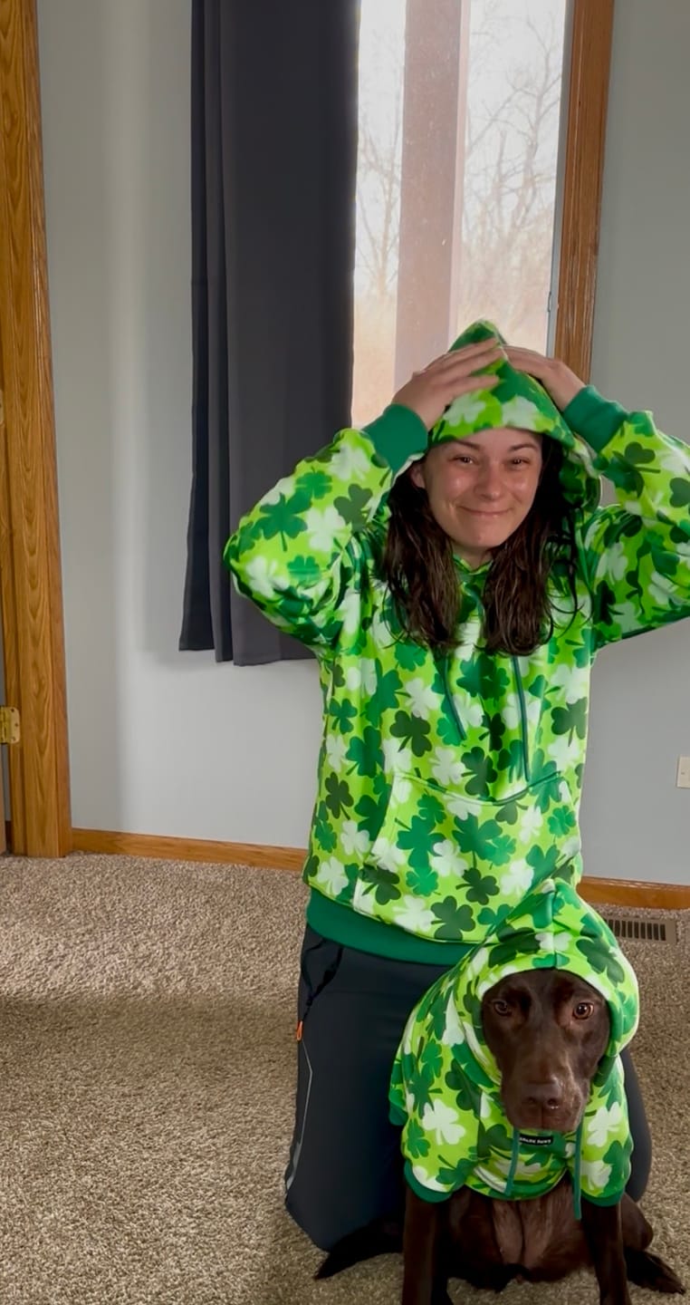 Customer photo review of St. Paddy's Dog Hoodies (Limited Edition)