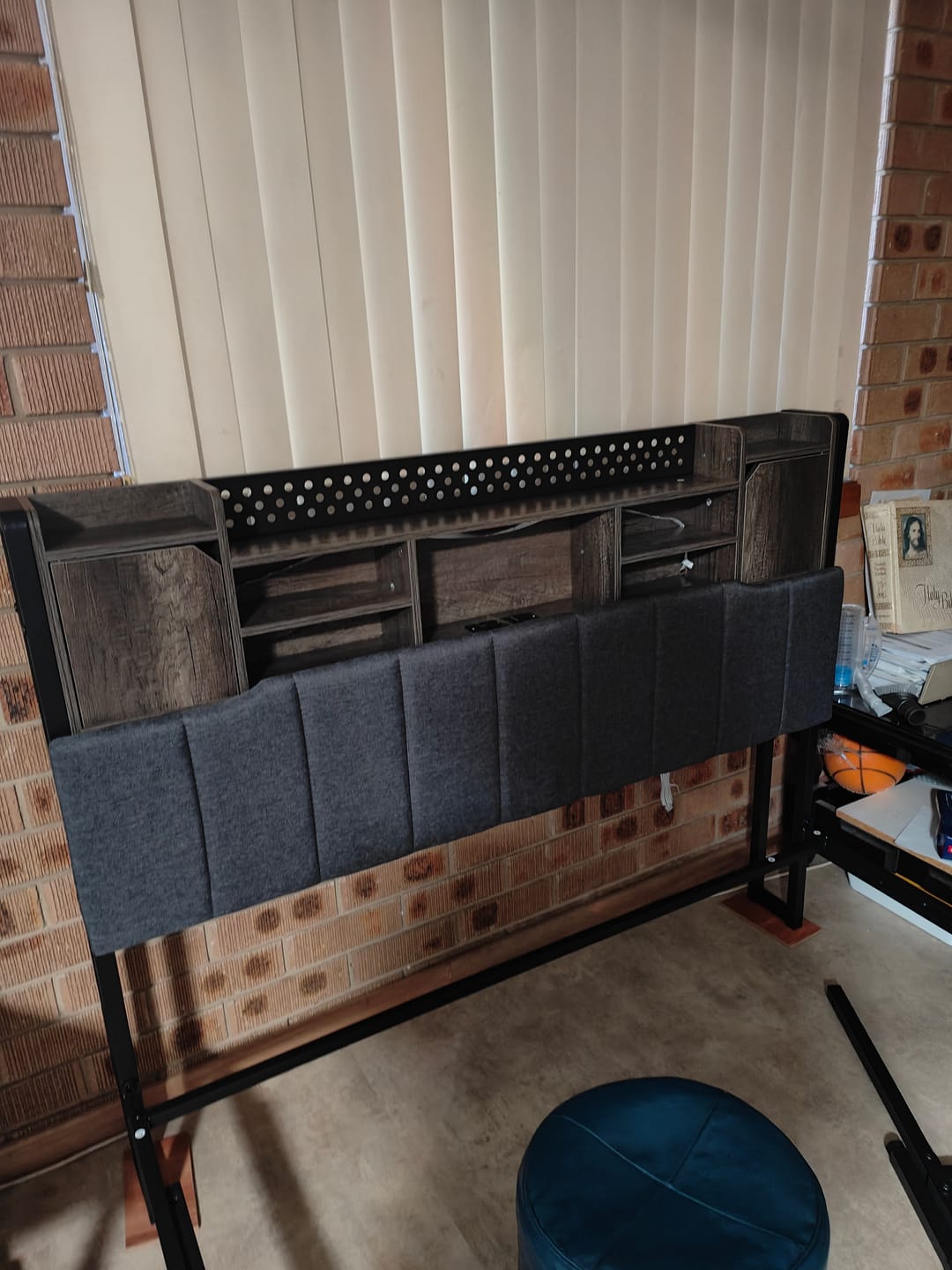 Customer photo review of Double Metal Bed Frame with Headboard Storage