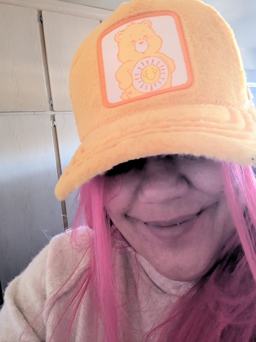 Customer photo review of OVERLORD X Care Bears:  Funshine Bear Trucker Cap