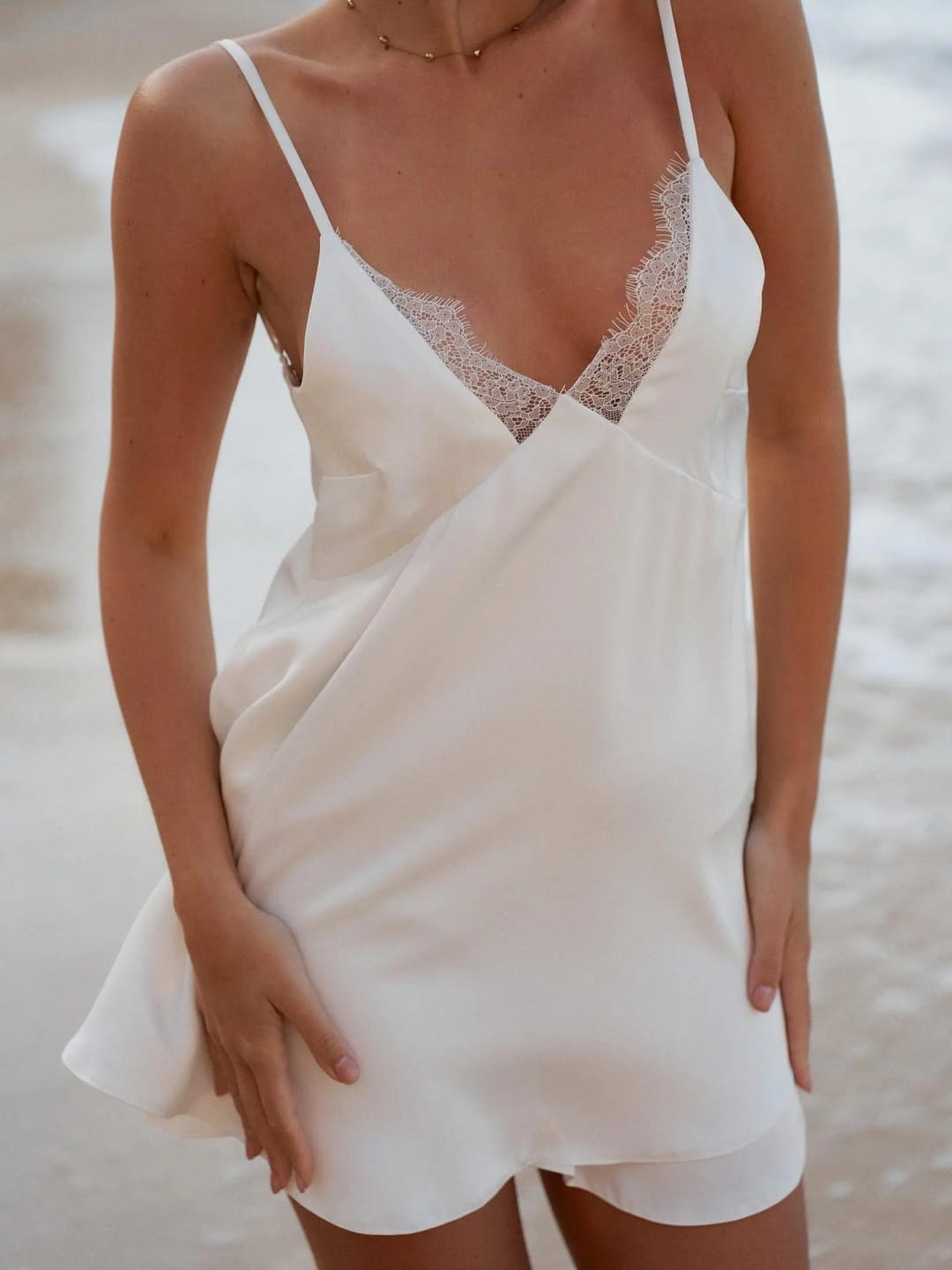 Customer photo review of Kimberly Satin Mini Cami Dress