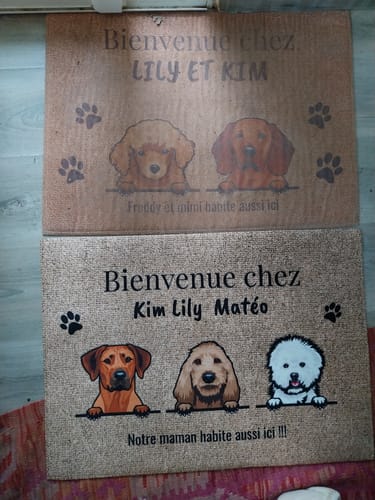 Customer photo review of Bienvenue chez - Paillasson personnalisé