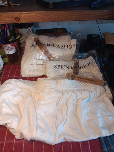 Customer photo review of Men's Bamboo Viscose/Cotton Boxer Style Underwear Cream Color - 3-pack