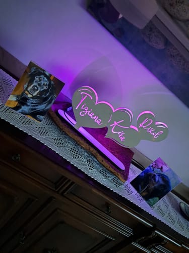 Customer photo review of Lampada Cuori Personalizzata Con Nomi Famiglia o Coppia