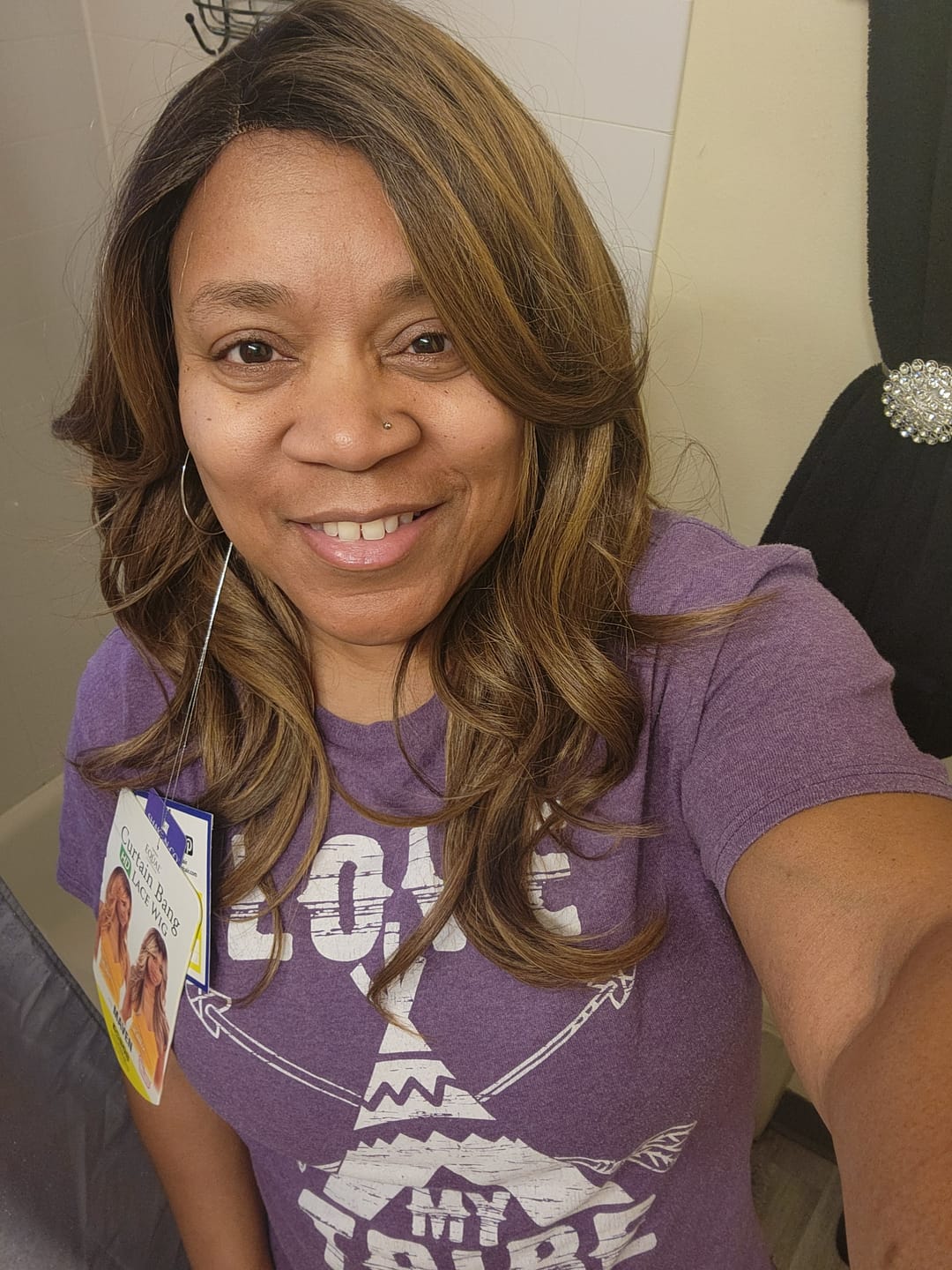 Customer photo review of Shake N Go Equal Curtain Bang HD Lace Wig - MAVEN