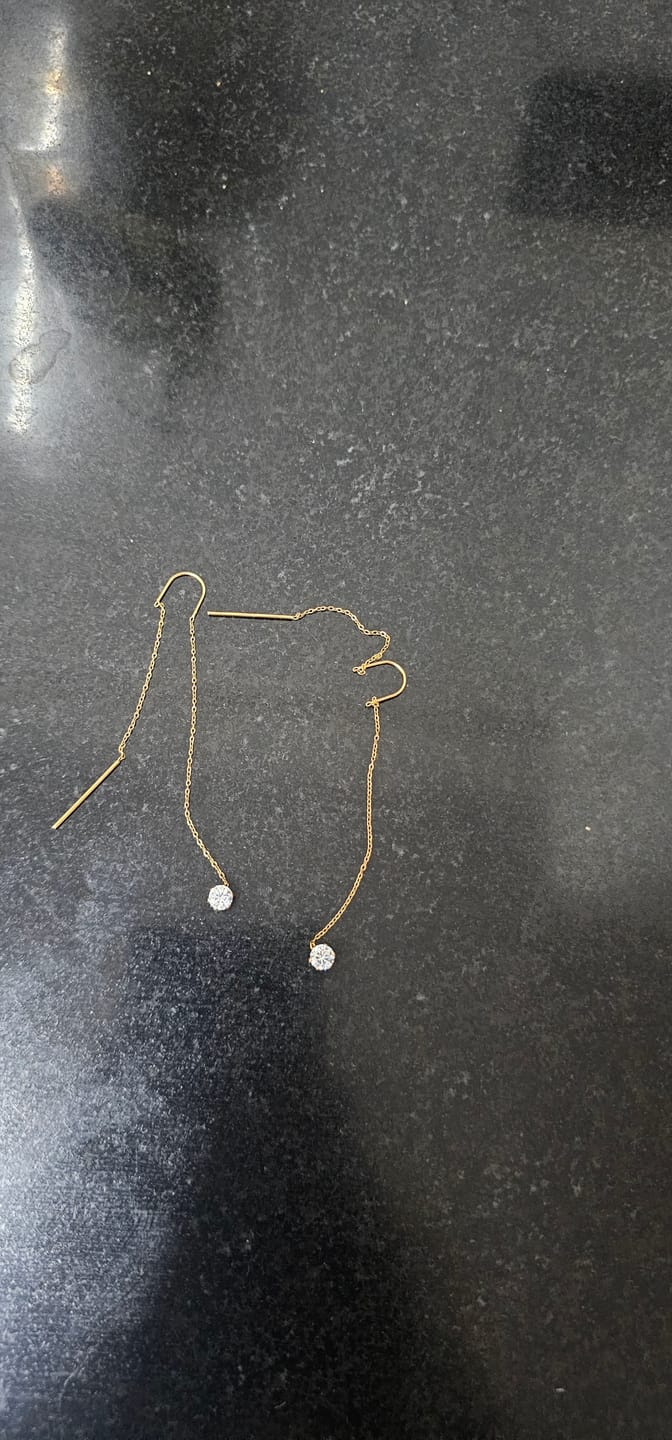Customer photo review of Crystal Tip Glide Chain Drop Earring