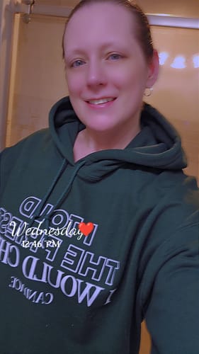 Customer photo review of I Told The Priest I Would Chill Hoodie