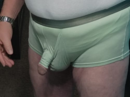Customer photo review of Men’s Dual Ball Pouch Trunks With Fly Front