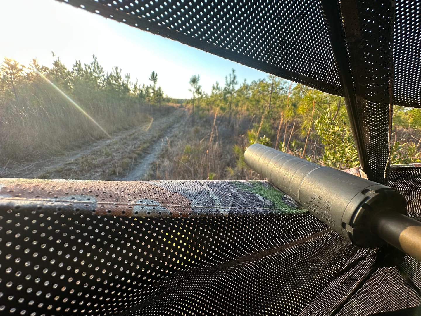 Customer photo review of Vis360 See Through Ground Blind | 360° Camouflage Pop Up Hunting Blind for 2/3/4 Person | Portable Deer Blind with Orange Cover