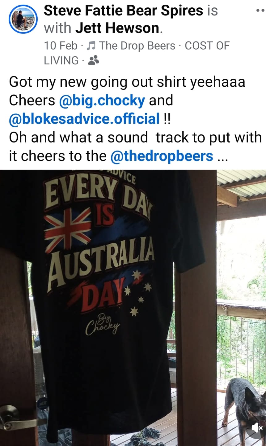 Customer photo review of Big Chocky | Aussie Day Tee