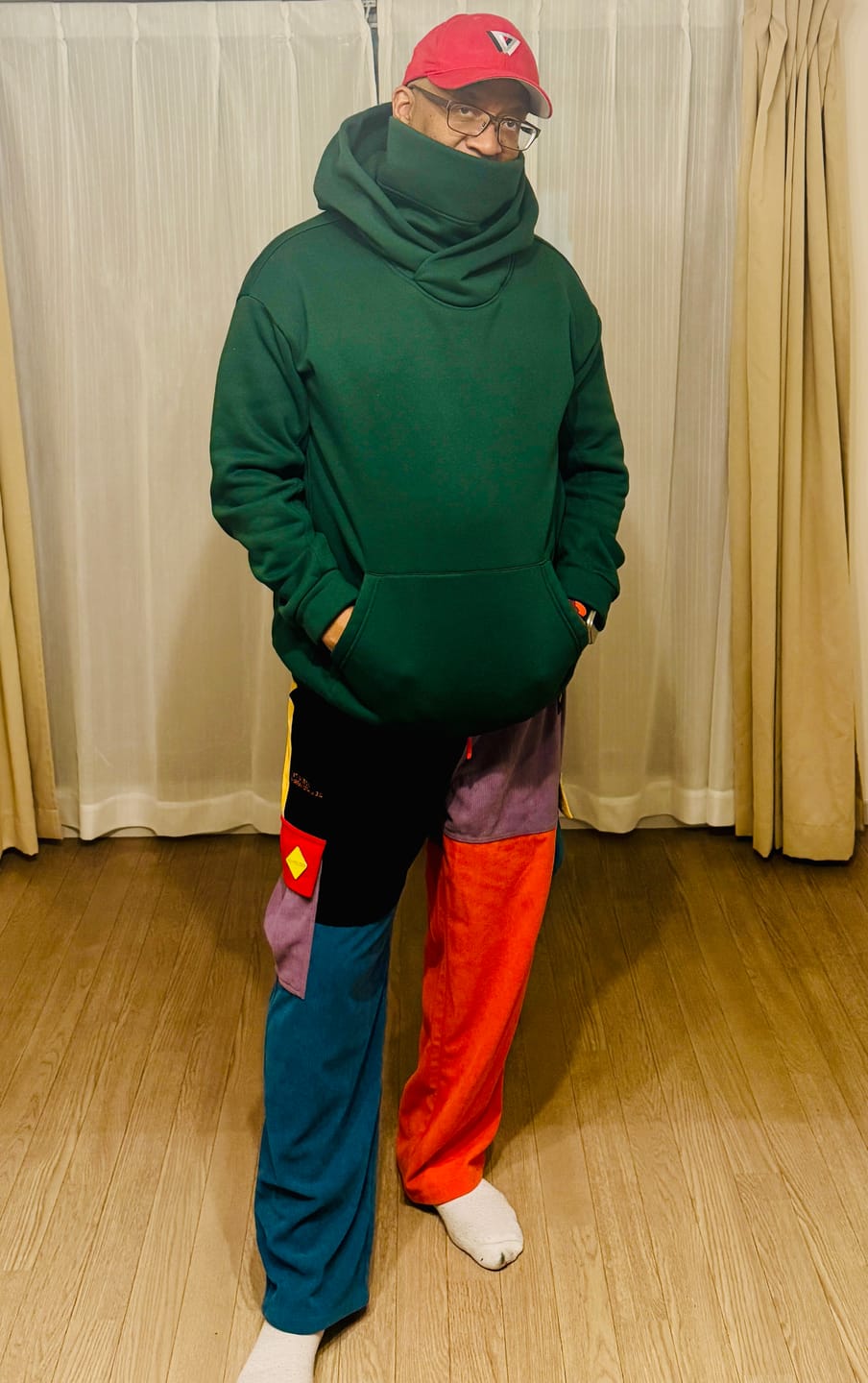 Customer photo review of Aelfric Eden "Back to 90's" Patchwork Color Block Corduroy Pants