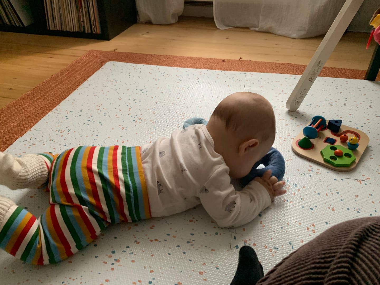 Customer photo review of Rainbow Striped Knee Patch Joggers