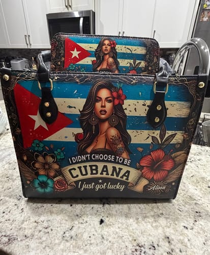 Customer photo review of I didn't choose to be Cubana - Personalized Leather Clutch Purse CUB01C