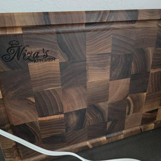 Customer photo review of Personalized Double-sided Walnut  End Grain Cutting Board
