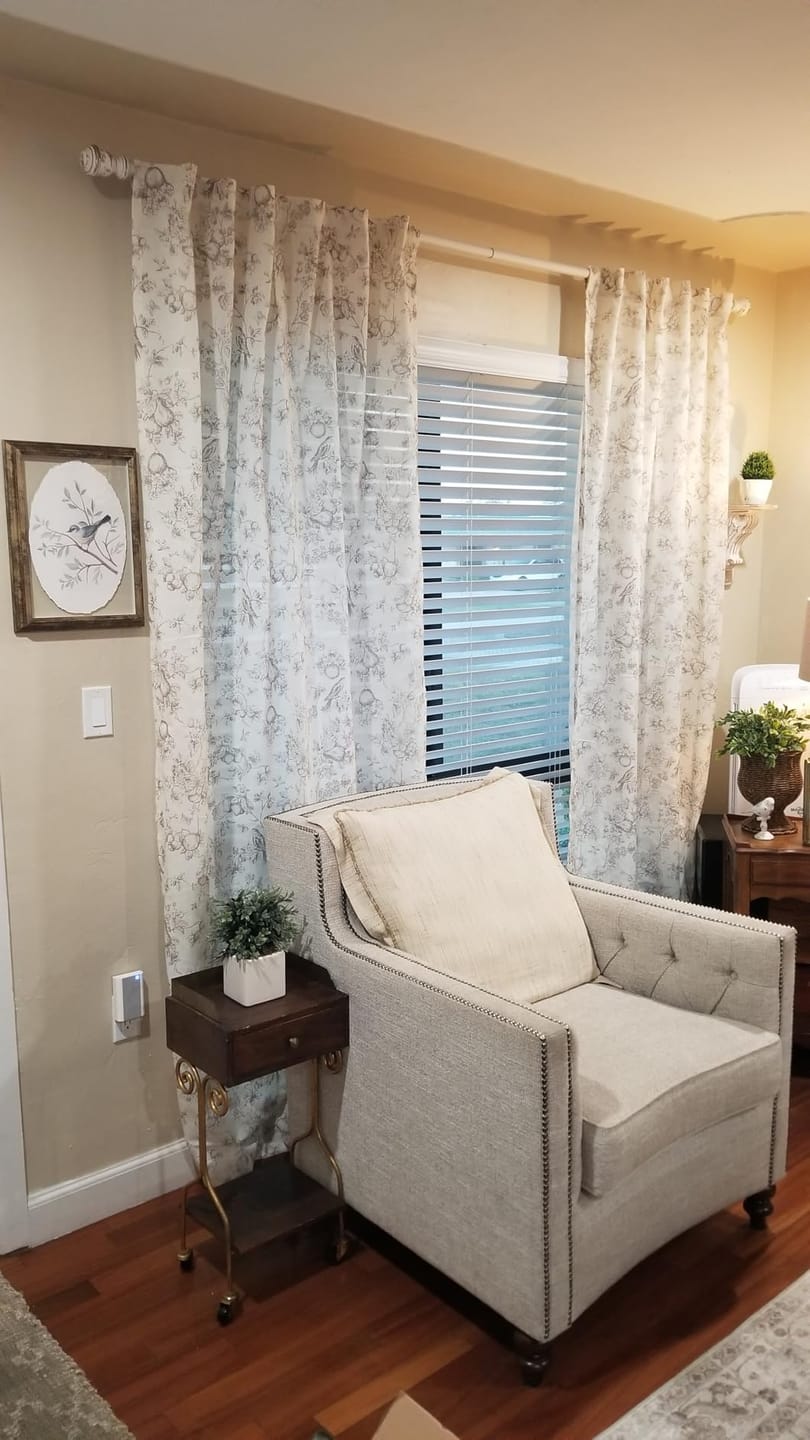 Customer photo review of Peony Print Linen Blend 3-in-1 Curtains