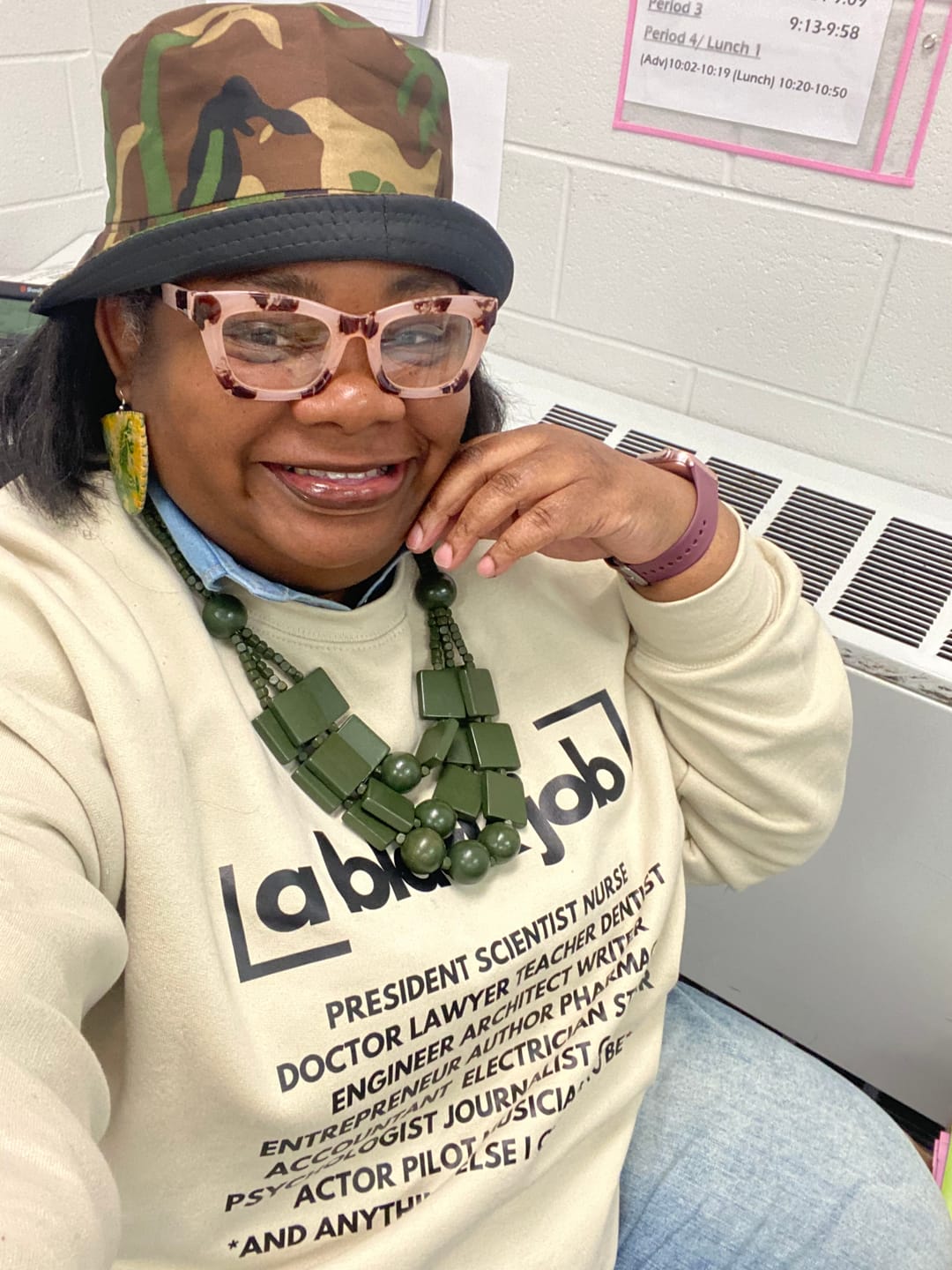 Customer photo review of A Black Job sweatshirt