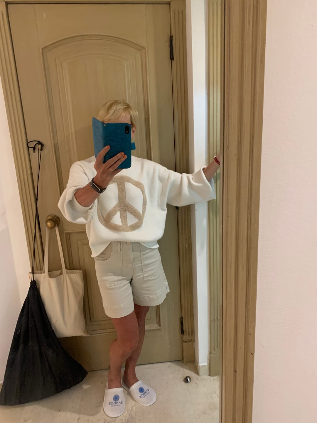 Customer photo review of My Cozy Peace Sign Sweater (Ivory/Beige)