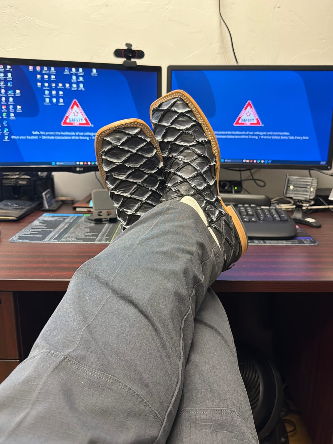 Customer photo review of Cowboy Boot Gray Pirarucu Bass