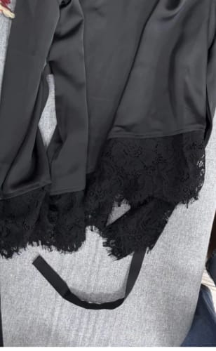 Customer photo review of Danica Lace Satin Long Sleeve Top