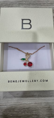 Customer photo review of Lumi Cherry Necklace