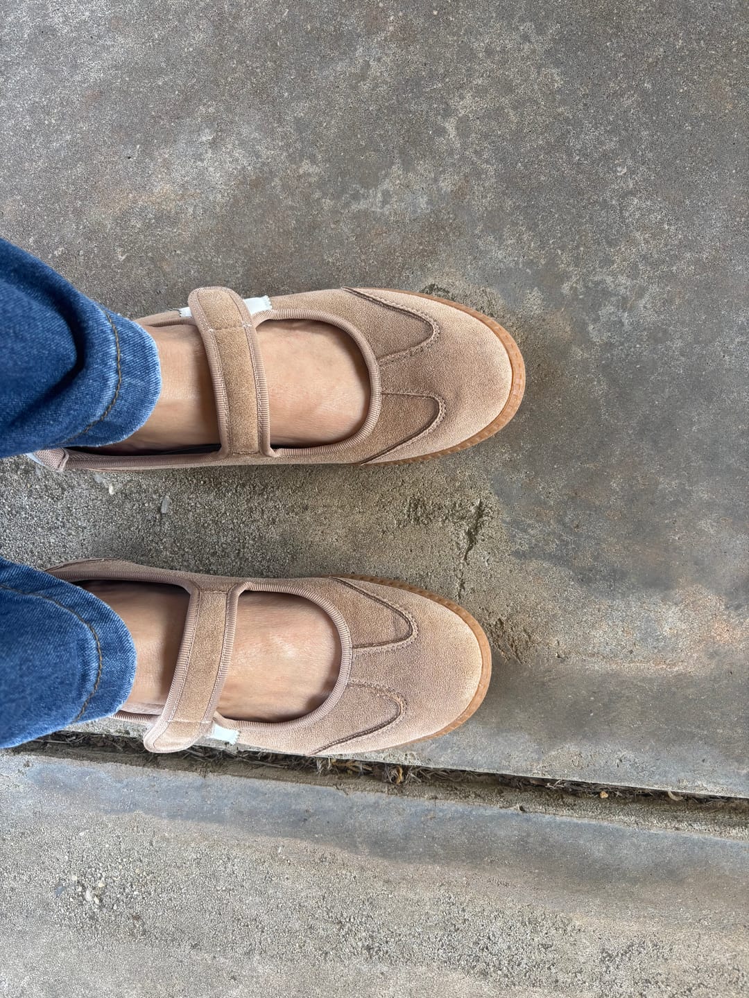 Customer photo review of Corky's Camel Faux Suede Calm Down Sneakers