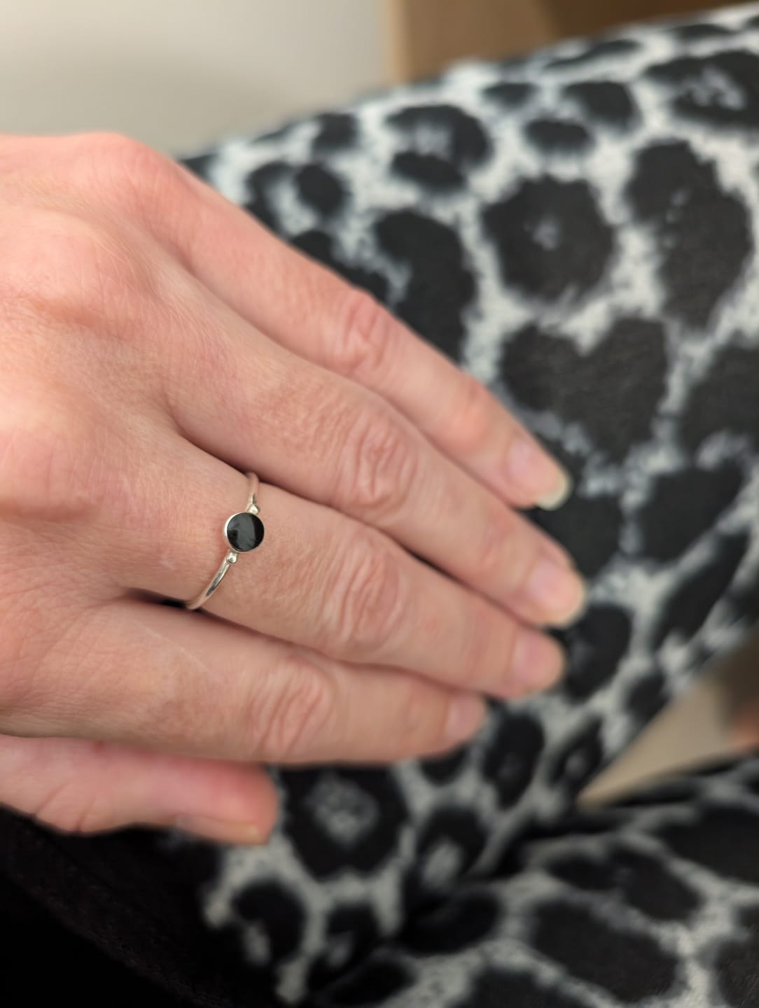 Customer photo review of Dainty Black Onyx Ring