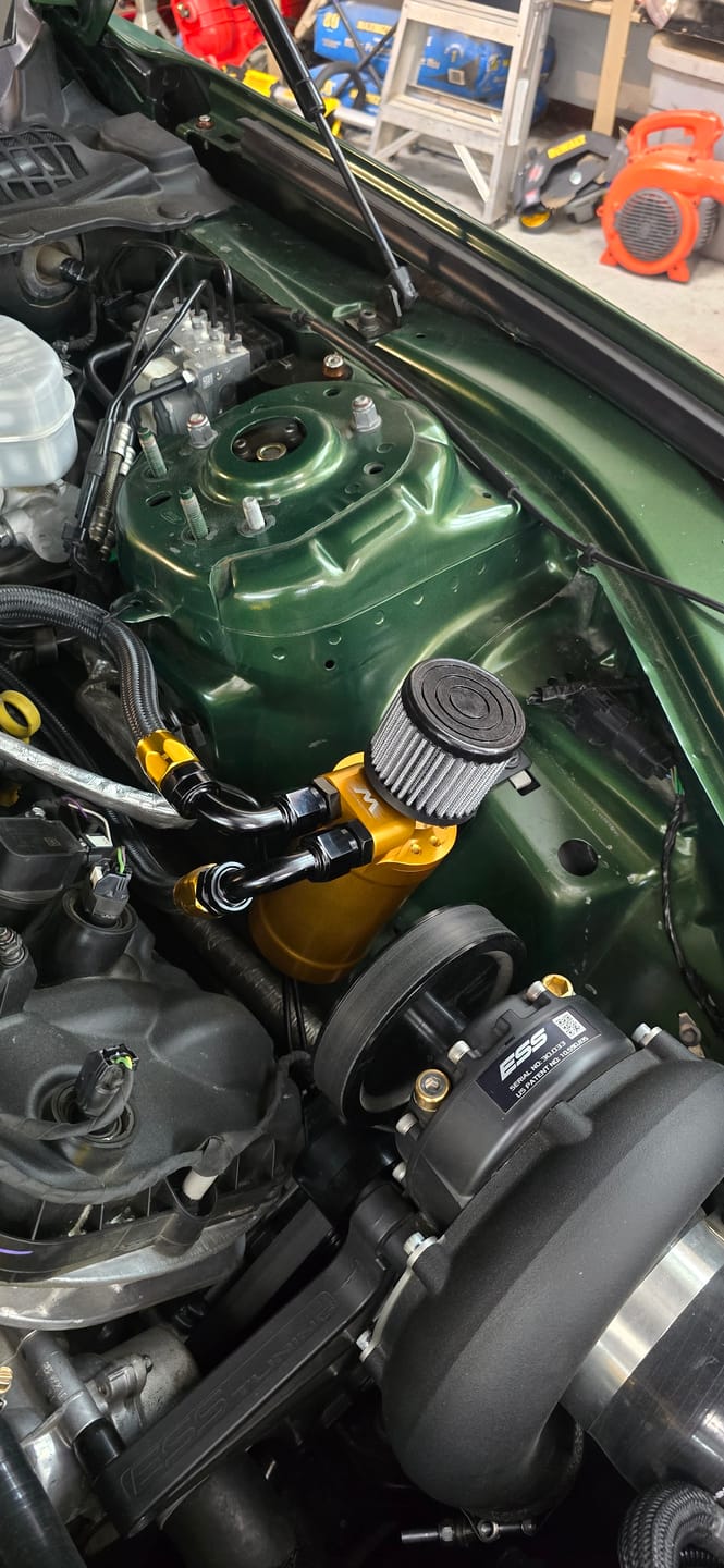 Customer photo review of Motion Raceworks Top Loader Billet Oil Catch Can Gold Anodized ( Dual 10 AN Port )