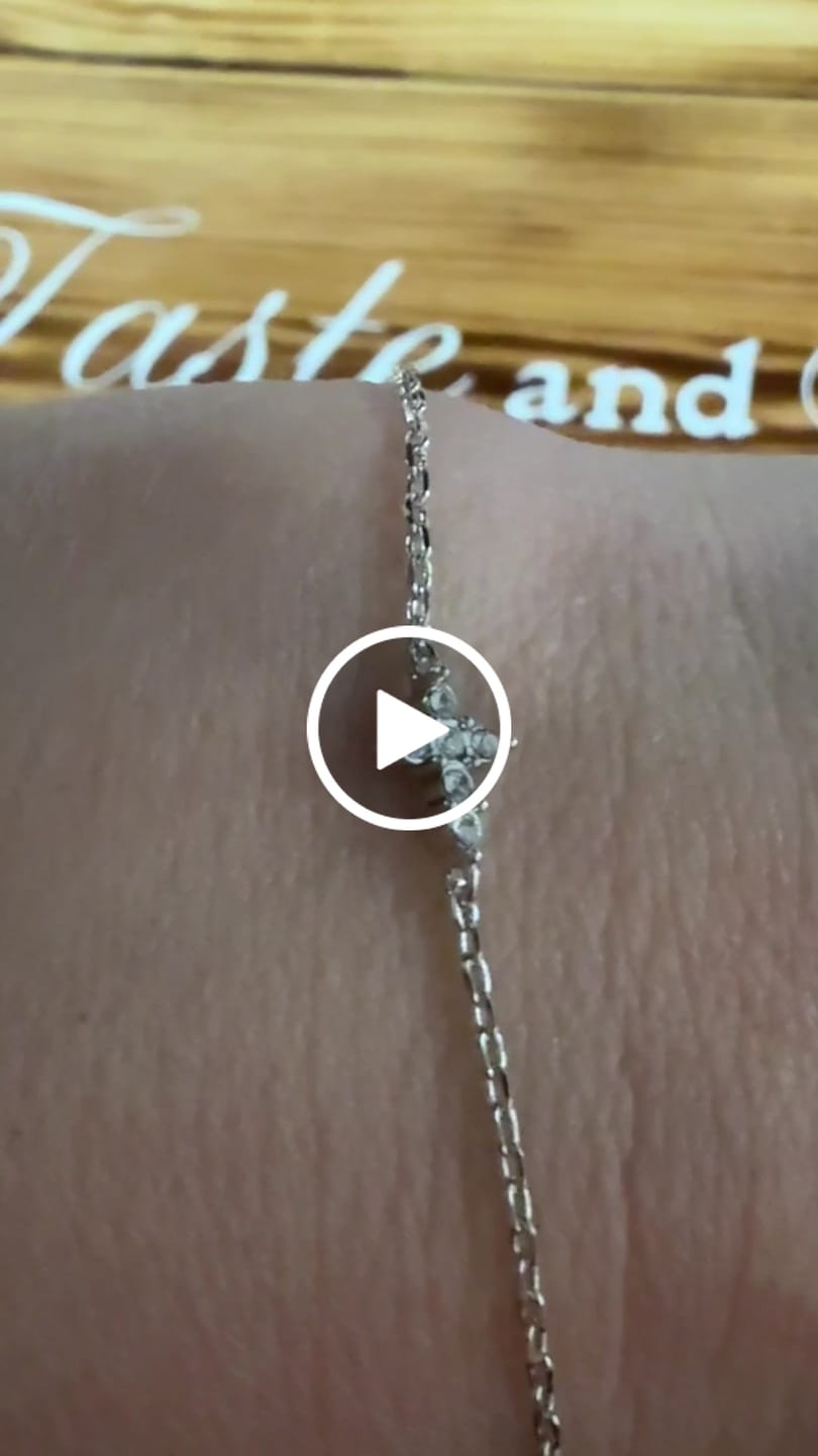 Customer video review of Zuri 18k White Gold Plated Silver Cross Bracelet with Swarovski Crystals