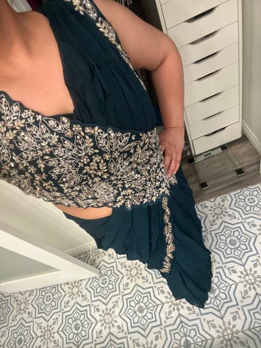 Customer photo review of Midnight Blue Handcrafted Drape Saree Gown | Label S4U