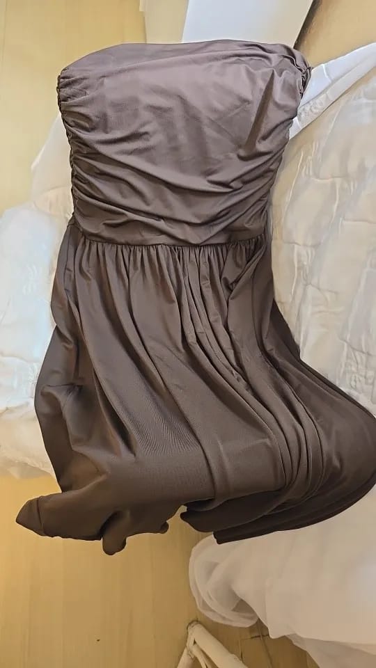Customer photo review of Lauren Strapless Ruched Maxi Dress