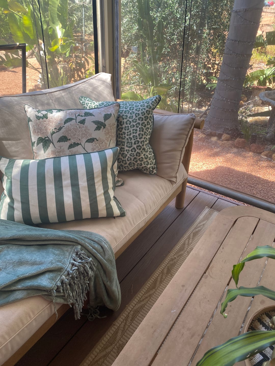 Customer photo review of Outdoor Emerald Leopard Cushion 50x50cm