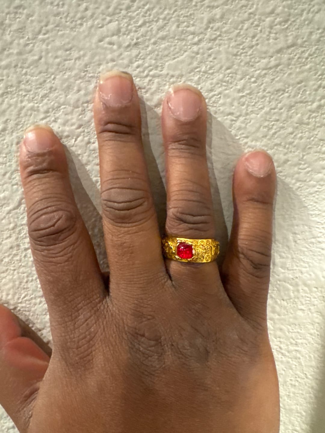 Customer photo review of FuAttract Wealth & Protection Garnet Pixiu Blessing Mantra Ring