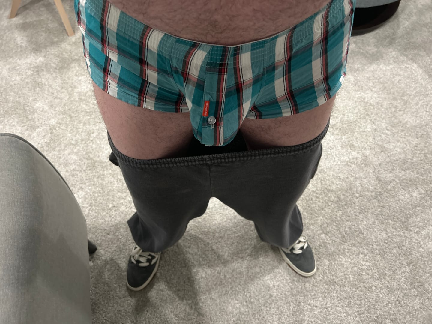 Customer photo review of 3 Pack Men’s Plaid Cotton Trunks with Button Fly