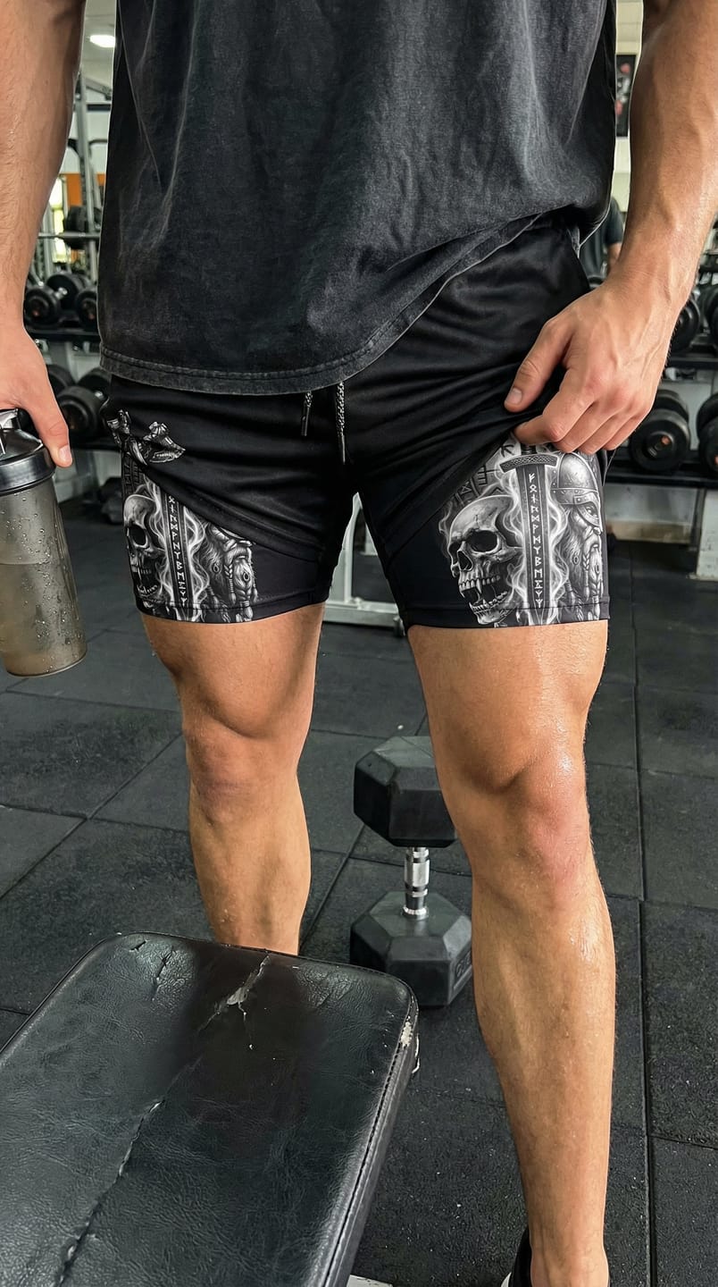 Customer photo review of Valhalla Warrior Spirit Gym Shorts - Quick-Dry Mesh Athletic Wear - 11512