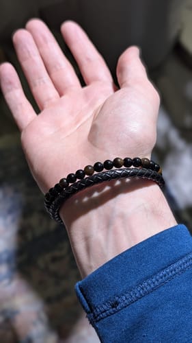 Customer photo review of Son/Soulmate Leather and Bead Bracelet - JWL Men's Bracelet - 21cm