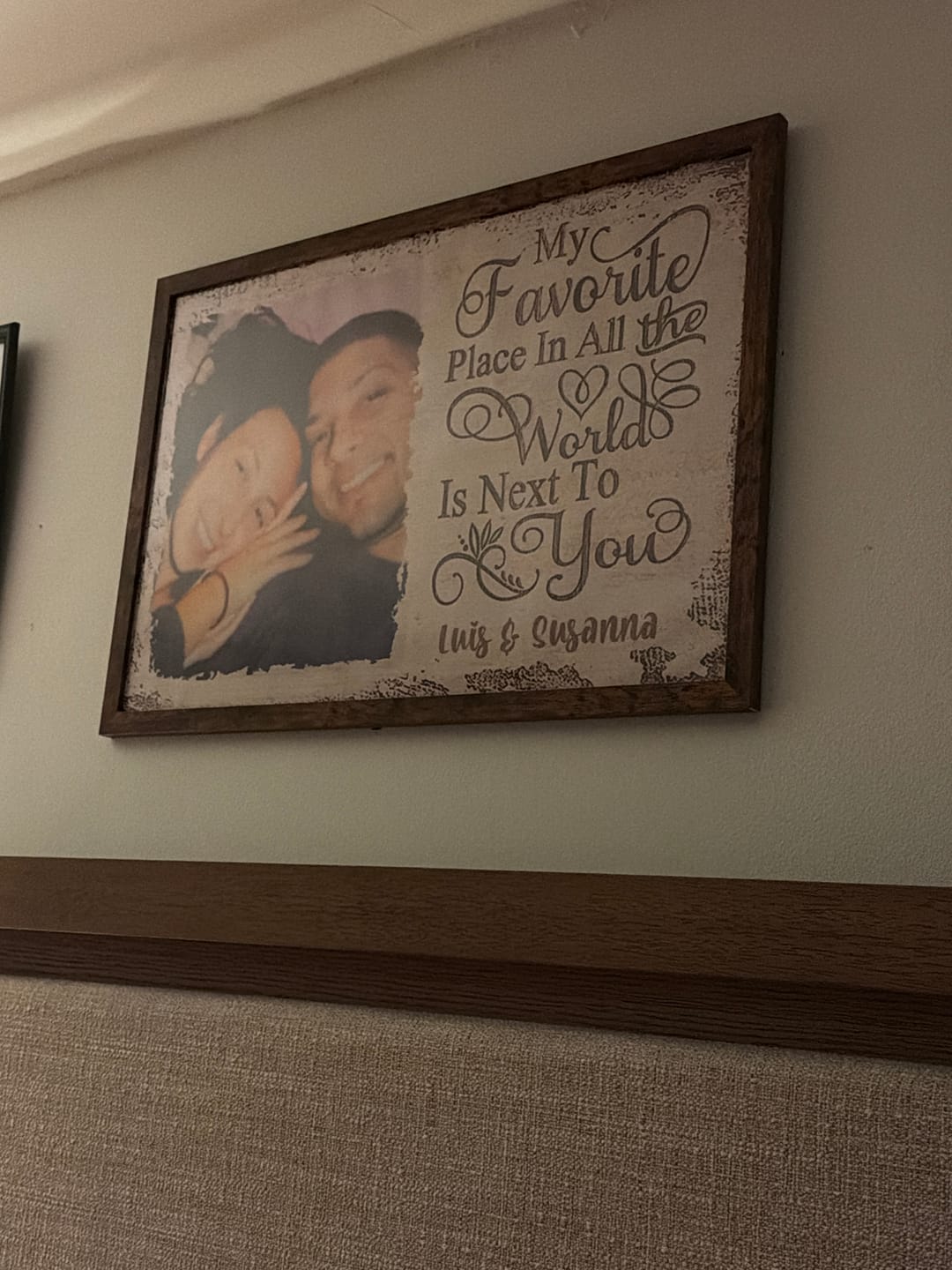 Customer photo review of Next To You Is One Of My Favorite Places To Be - Upload Image - Personalized Horizontal Poster