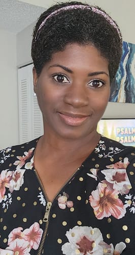 A customer smiles, showing her clear, radiant skin after using the Milk and Honey Hydrating Cleanser.