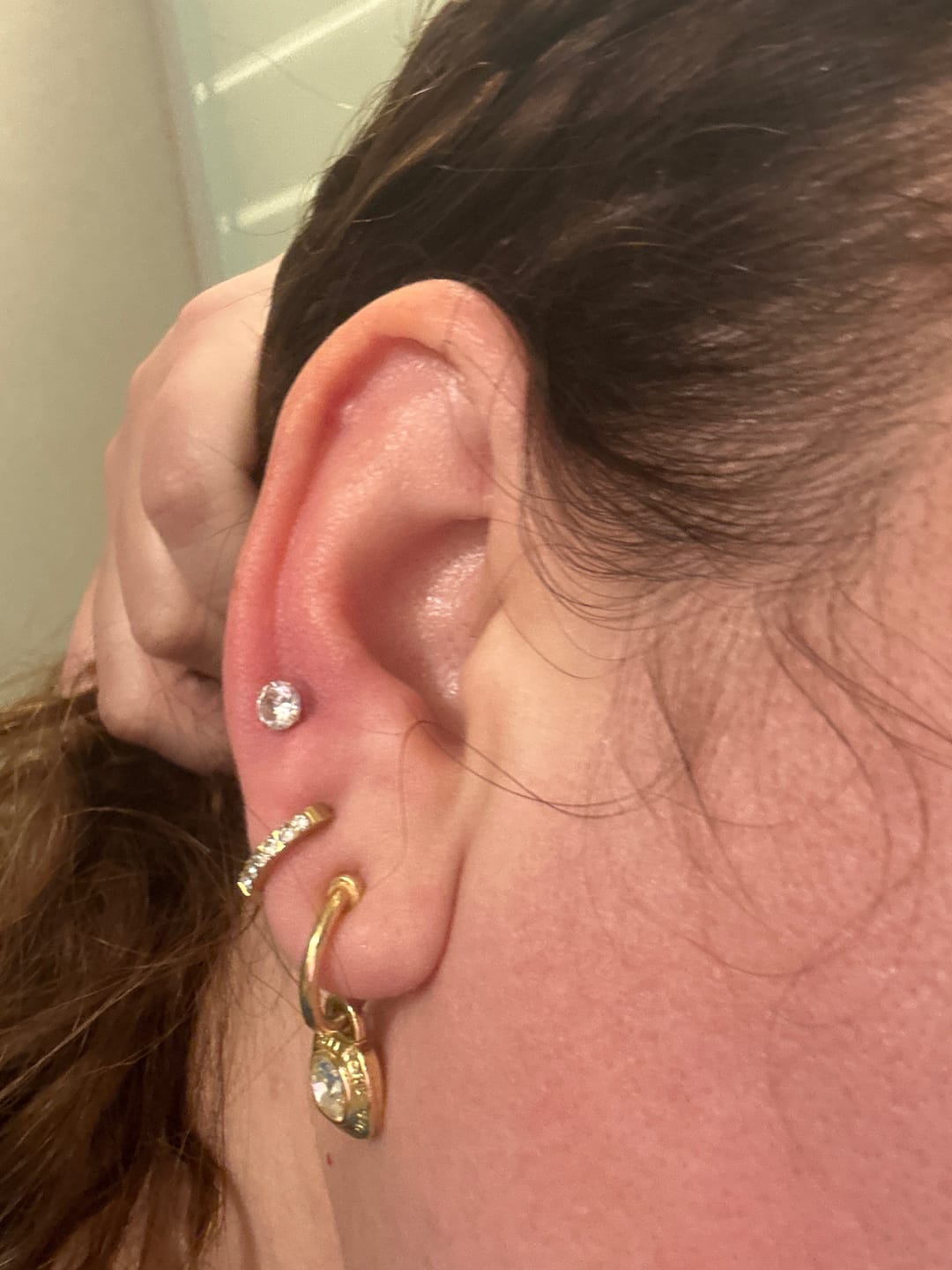 Customer photo review of Par Arracada Con Zirconias 13 mm
