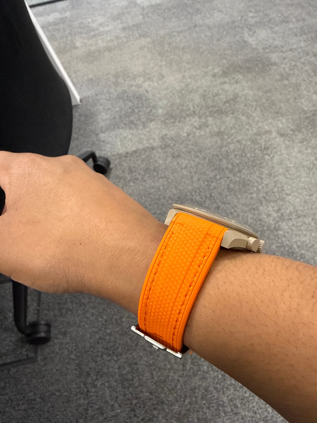 Customer photo review of Curved Premium Rubber Strap - Orange