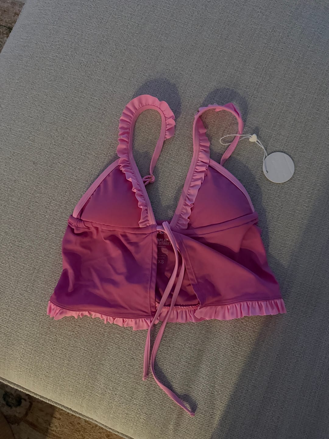 Customer photo review of LILY-TANKINI Poppy Pink Ruffle Triangle Tankini Top