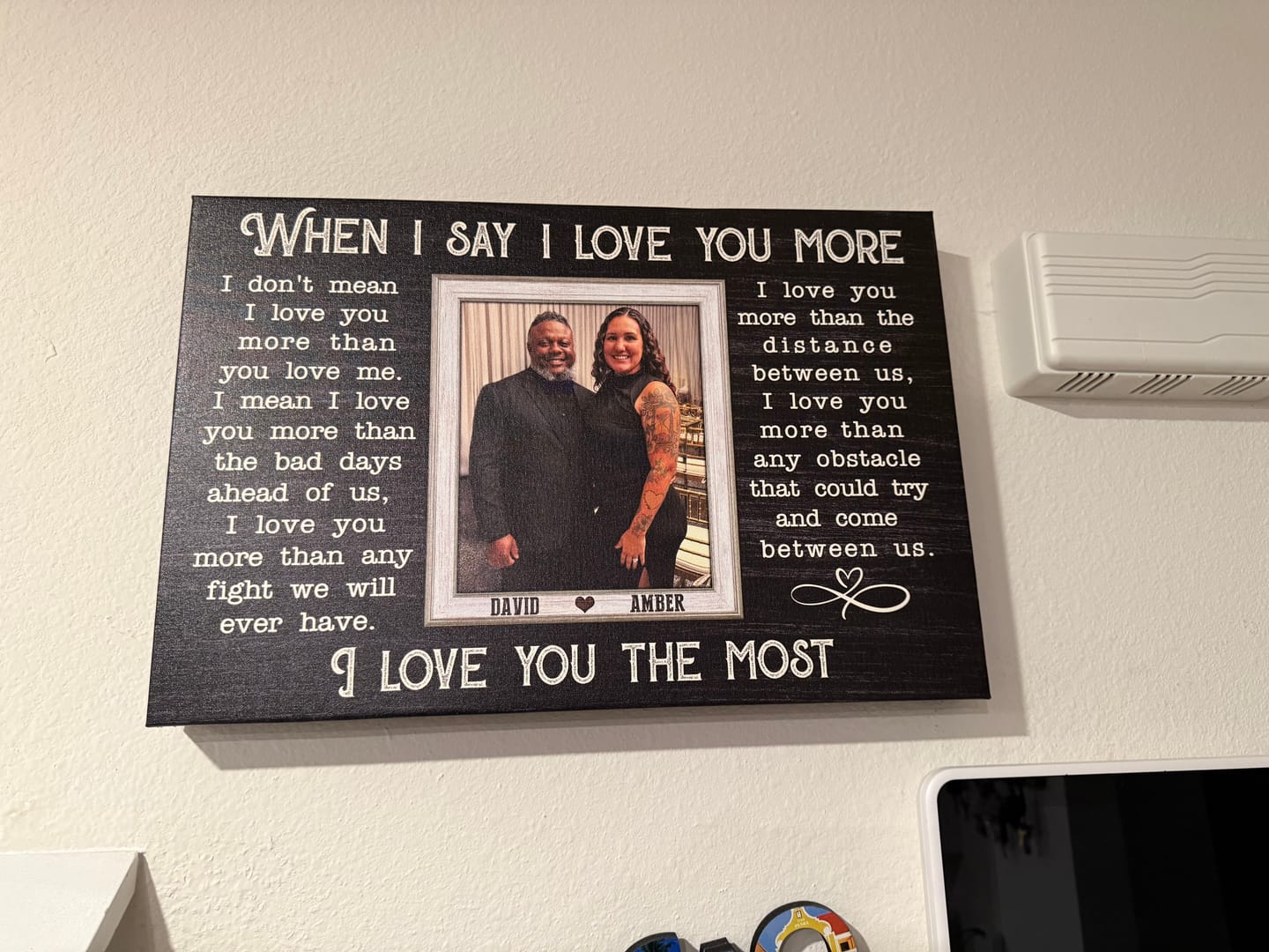 Customer photo review of Personalized Canvas Prints, Custom Photos, Loving Gift For Couple, Couple Gift, Anniversary Gift, When I Say I Love You More Dem Canvas