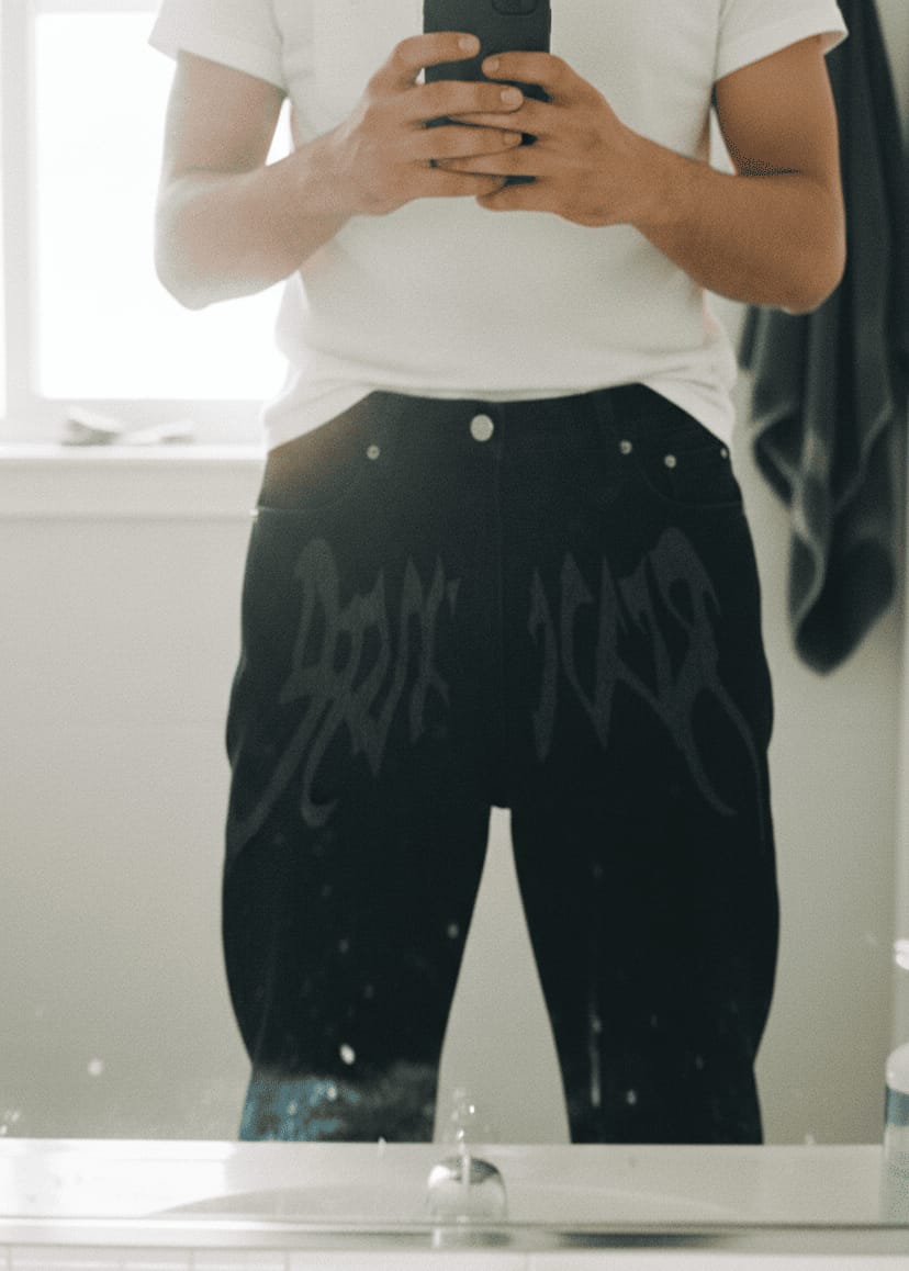 Customer photo review of Custom black jeans
