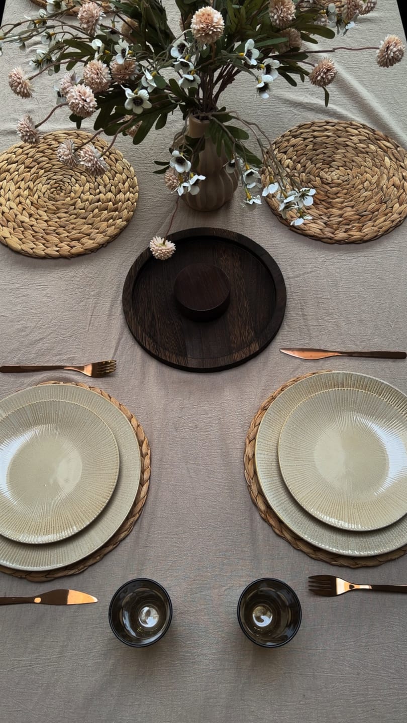 Customer photo review of Cookinglife Serviesset Coastal Lines Ocean Beige 18-delig / 6 personen - 6 dinerborden, 6 ontbijtborden en 6 diepe borden