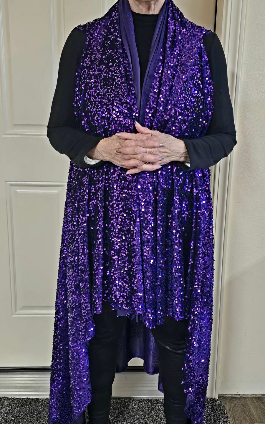 Customer photo review of Purple Sequins Velvet