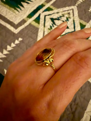 Customer photo review of Vintage 8k Yellow Gold 4.03ct Citrine Retro Swirl Oval Cocktail Ring 7.00