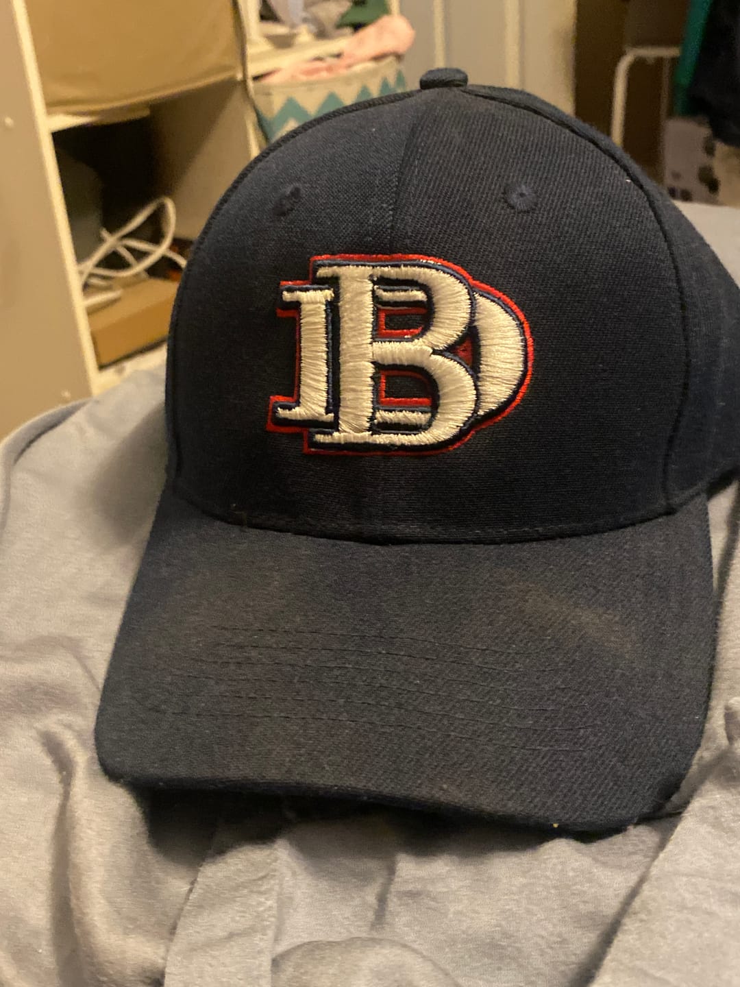 Customer photo review of Custom Navy Royal-White 3D Puff Embroidery Flat Embroidery Curved Eaves Sport Design Baseball Cap