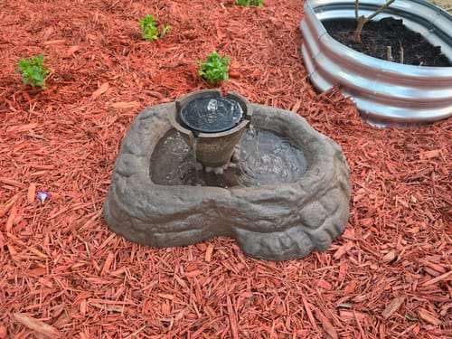 Customer photo review of Roccia Cordless Shallow Pond Fountain