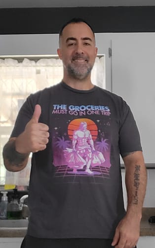 Customer photo review of The Groceries T-Shirt