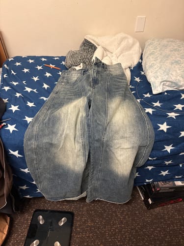 Customer photo review of Omirad Washed Wide-Leg Denim Pants