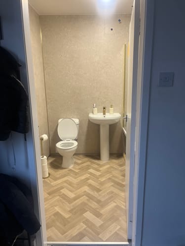 Customer photo review of Hadley Shower Bathroom Suite - Brushed Brass - 1700 x 700