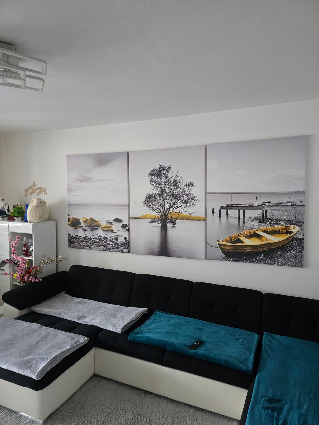 Customer photo review of Set tablouri canvas peisaj detaliu auriu GREY AND GOLD NATURE
